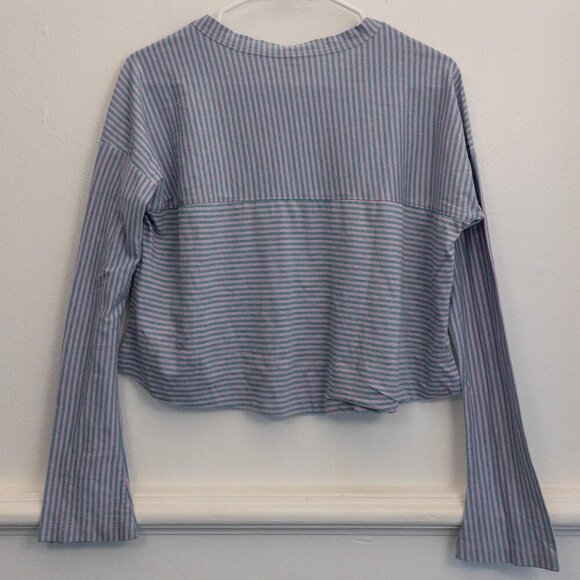 Free People Intimately Striped Henley Cropped Top - Size Small - Picture 2 of 3